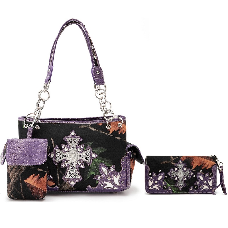 Cross Camo Western Handbag W/ Matching Wallet - New Arrivals - Onsale Handbag