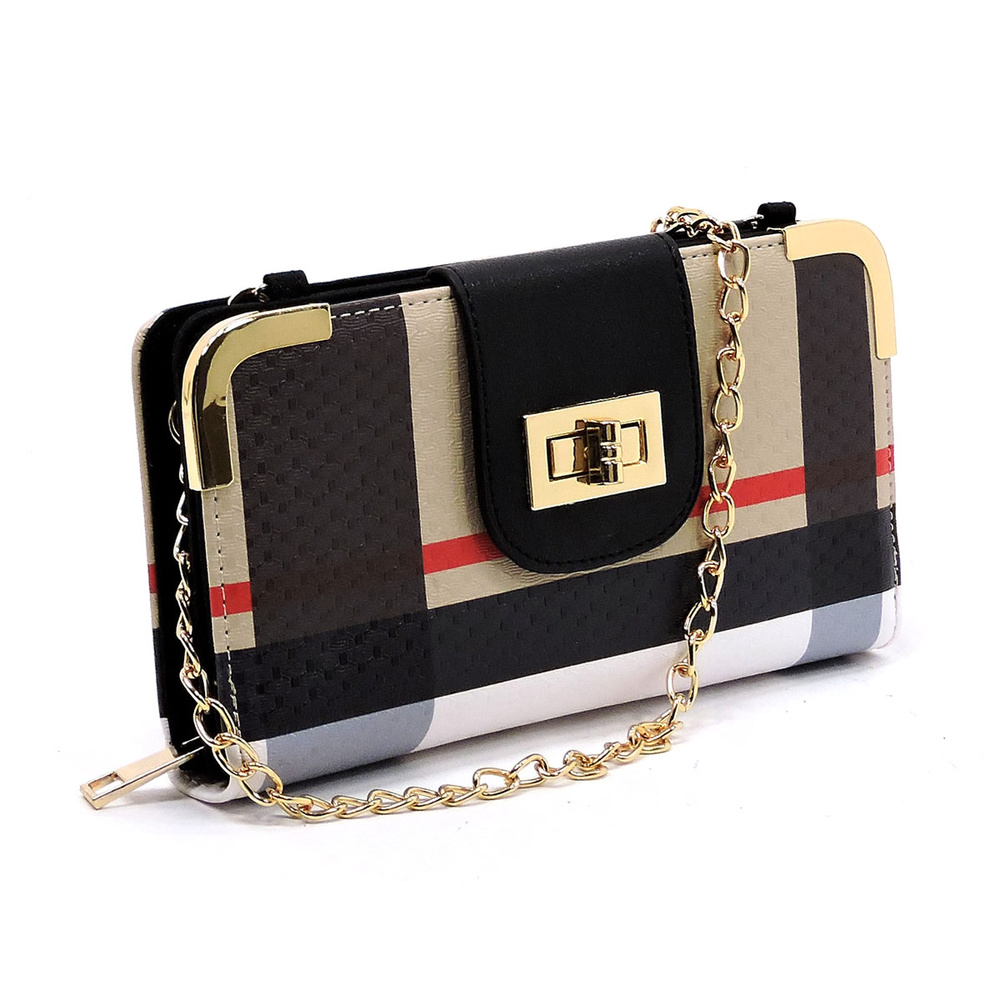 Plaid Check Twist Lock Wallet - Wallets - Onsale Handbag
