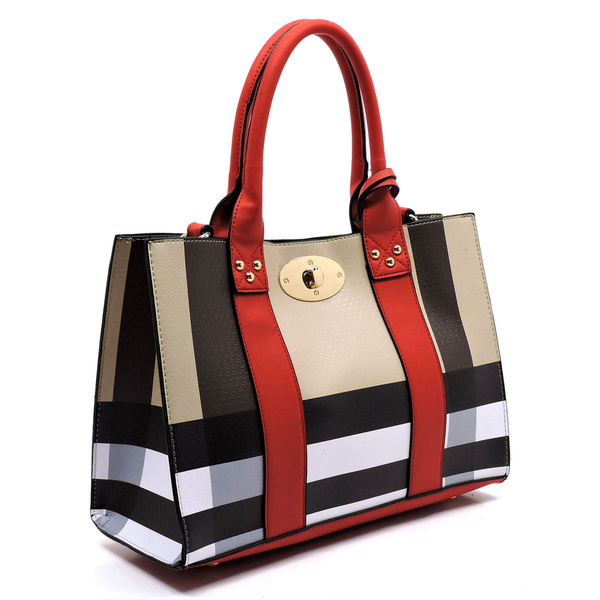 PLAID CHECK SHOULDER BAG 3 IN 1 BOX SATCHEL - Alba Collection Handbags ...