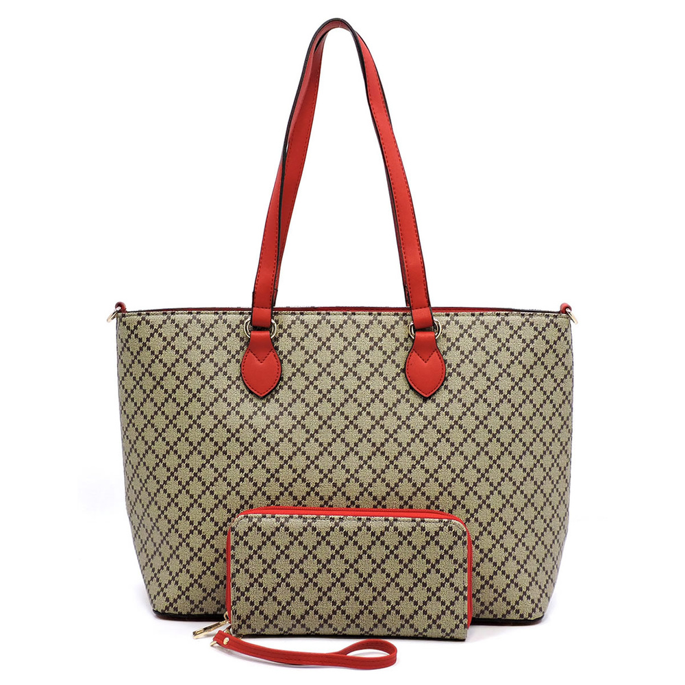Check Printed 2 in 1 Shopper Bag - Alba Collection Handbags - Onsale ...