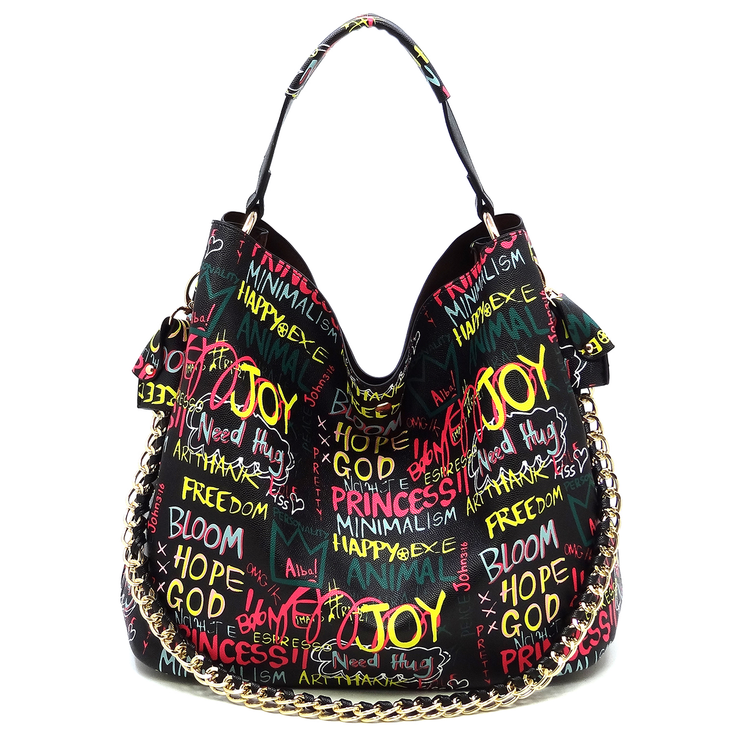 Fashionable Multi Graffiti 2-in-1 Bucket Shoulder Bag Hobo Set HF-GP2764 > Graffiti  Handbag > Mezon Handbags