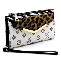 Leopard Zebra Monogram  Bifold Envelope Wallet Wristlet