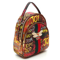 Graffiti Queen Bee Stripe Convertible Backpack Satchel