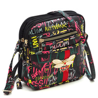 Multi Graffiti Queen Bee Stripe Crossbody Bag