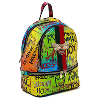Multi Graffiti Queen Bee Stripe Backpack