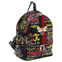 Multi Graffiti Queen Bee Stripe Backpack