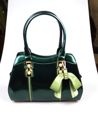 Faux grossy Leather Bow Satchel