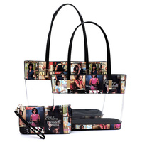 Magazine Cover Collage See Thru 3-in-1 Tote Set