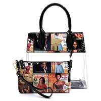 Magazine Cover Collage Padlock See Thru 2-in-1 Satchel