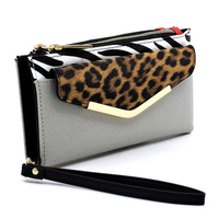 Leopard Zebra Colorblock Bifold  Wallet Wristlet