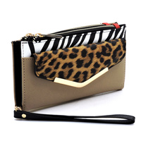 Leopard Zebra Colorblock Bifold  Wallet Wristlet
