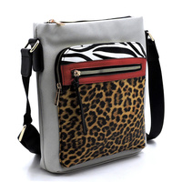 Leopard Zebra Colorblock Crossbody Bag